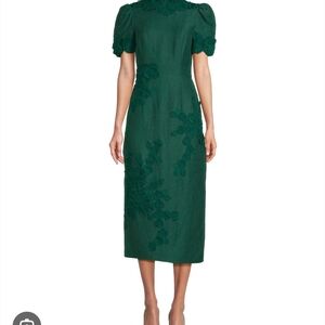 ANTONIO MELANI Green Puff Sleeve Sheath Dress